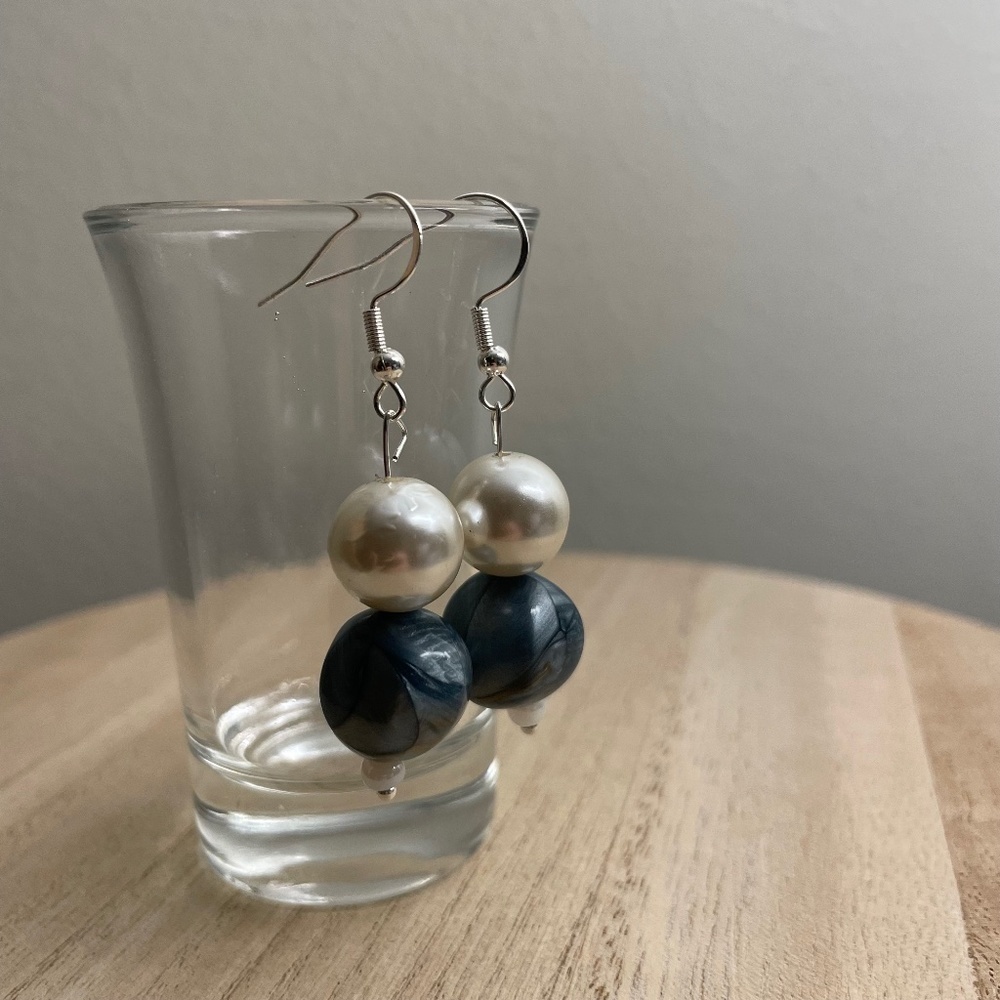 Blue Stone Beaded Earrings